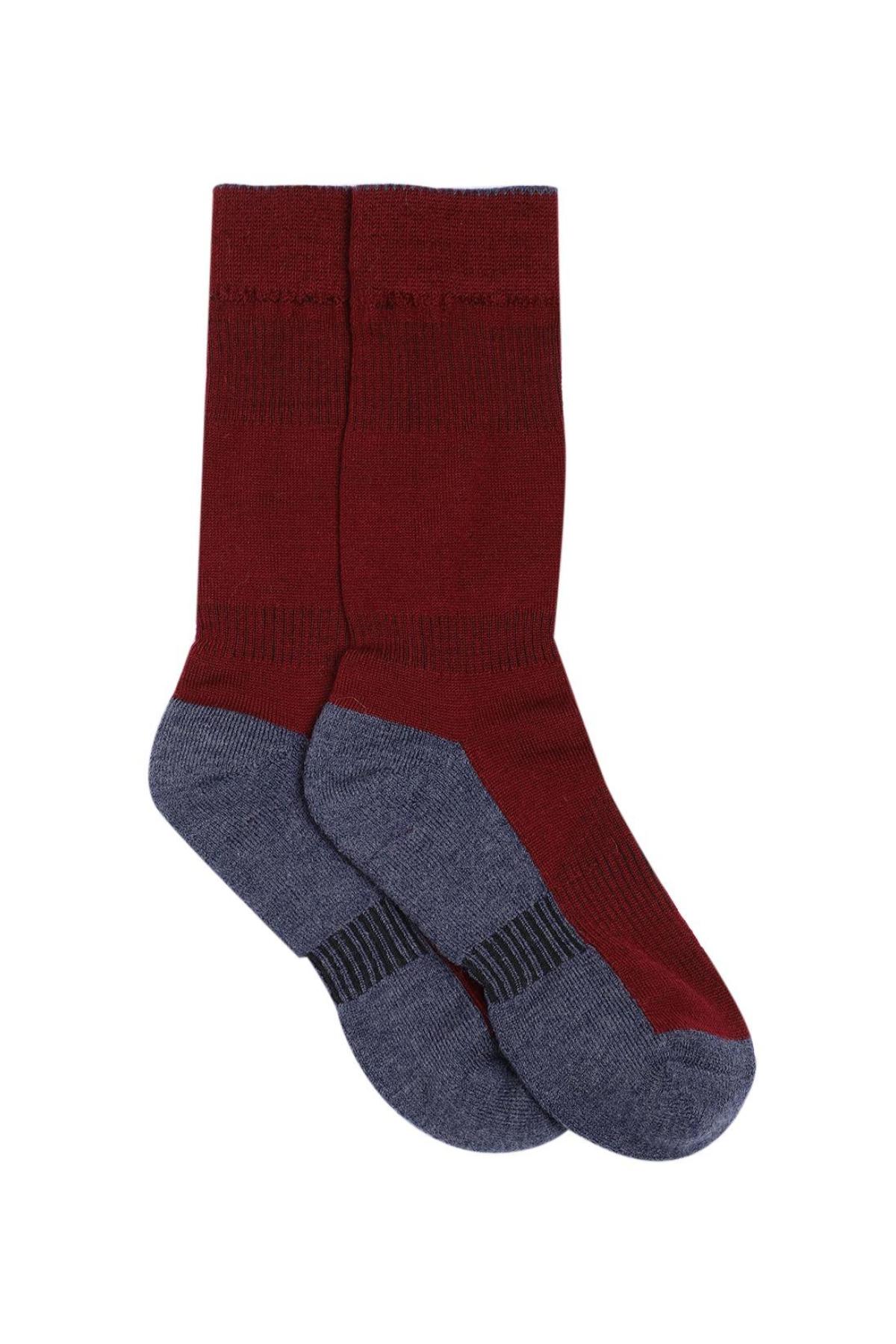 Namik No Blister Merino Wool Maroon-Grey Regular Socks | Men